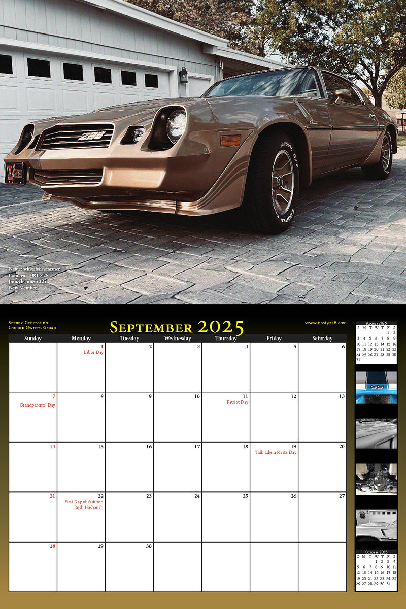 2025 NastyZ28.com Calendar – Per Diem Printing