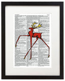 Wacky Red Stag 8.5"x11" Semi Translucent Dictionary Art Print - Neckahneck Artist Edition