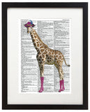 Giraffe in Boots 8.5"x11" Semi Translucent Dictionary Art Print