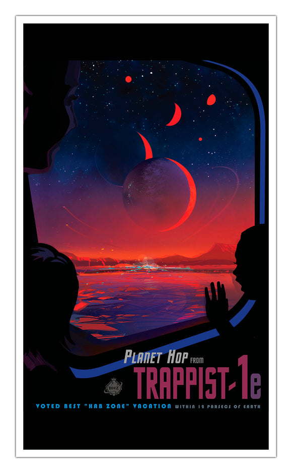 Planet Hop from Trappist-1e 13”x22” Vintage Style Showprint Poster - Concert Bill - Home Nostalgia Decor Wall Art Print