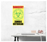 Danger Zombie Outbreak (Yellow) 13”x22” Vintage Style Showprint Poster - Concert Bill - Home Nostalgia Decor Wall Art Print