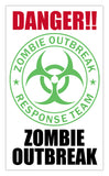 Danger Zombie Outbreak (White) 13”x22” Vintage Style Showprint Poster - Concert Bill - Home Nostalgia Decor Wall Art Print