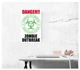 Danger Zombie Outbreak (White) 13”x22” Vintage Style Showprint Poster - Concert Bill - Home Nostalgia Decor Wall Art Print
