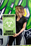 Danger Zombie Outbreak (Green) 13”x22” Vintage Style Showprint Poster - Concert Bill - Home Nostalgia Decor Wall Art Print