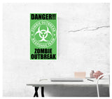 Danger Zombie Outbreak (Green) 13”x22” Vintage Style Showprint Poster - Concert Bill - Home Nostalgia Decor Wall Art Print