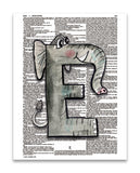 Alpha Set 1-E 8.5"x11" Semi Translucent Dictionary Art Print