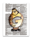 Alpha Set 1-G 8.5"x11" Semi Translucent Dictionary Art Print