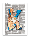 Alpha Set 1-K 8.5"x11" Semi Translucent Dictionary Art Print