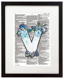 Alpha Set 1-V 8.5"x11" Semi Translucent Dictionary Art Print