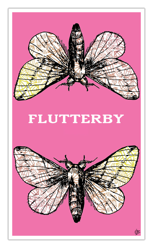 Pink Flutterby 13”x22” Vintage Style Showprint Poster - Home Nostalgia Decor Wall Art Print - Kristy Joyce Artist Edition
