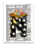 Alpha Set 2-N 8.5"x11" Semi Translucent Dictionary Art Print