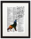 Cosmic Wolf & Butterflies 8.5"x11" Semi Translucent Dictionary Art Print