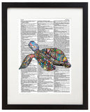 Jewelled Sea Turtle 8.5"x11" Semi Translucent Dictionary Art Print