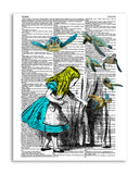 Alice in Wonderland & Sea Turtles 8.5"x11" Semi Translucent Dictionary Art Print