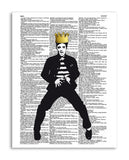 Crowned Elvis 8.5"x11" Semi Translucent Dictionary Art Print