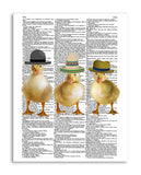Ducklings in Hats 8.5"x11" Semi Translucent Dictionary Art Print