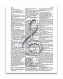 Treble Clef 8.5"x11" Semi Translucent Dictionary Art Print