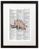 Stegosaurus Drawing 8.5"x11" Semi Translucent Dictionary Art Print
