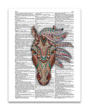 Jewelled Horse Head 8.5"x11" Semi Translucent Dictionary Art Print