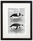 Flying Penguins 8.5"x11" Semi Translucent Dictionary Art Print