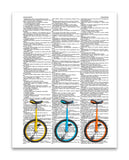 Unicycles Center 8.5"x11" Semi Translucent Dictionary Art Print