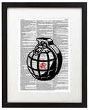 Anarchist Grenade 8.5"x11" Semi Translucent Dictionary Art Print