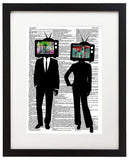 TV Head Couple 8.5"x11" Semi Translucent Dictionary Art Print