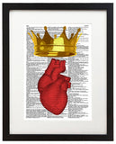 Crowned Heart Illustration 8.5"x11" Semi Translucent Dictionary Art Print