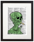 Marijuana Smoke Skeleton 8.5"x11" Semi Translucent Dictionary Art Print