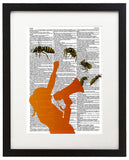 Megaphone Bees 8.5"x11" Semi Translucent Dictionary Art Print