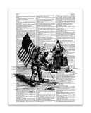 Astronaut Landing Drawing 8.5"x11" Semi Translucent Dictionary Art Print