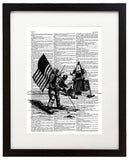Astronaut Landing Drawing 8.5"x11" Semi Translucent Dictionary Art Print
