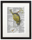 Smoking Bird 8.5"x11" Semi Translucent Dictionary Art Print - Artmeat Artist Edition
