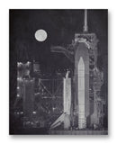 Shuttle Discovery Full Moon 11" x 14" Mono Tone Print (Choose Your Color)