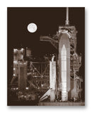 Shuttle Discovery Full Moon 11" x 14" Mono Tone Print (Choose Your Color)