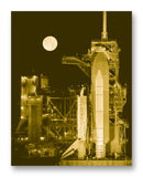 Shuttle Discovery Full Moon 11" x 14" Mono Tone Print (Choose Your Color)
