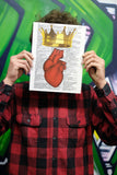 Crowned Heart Illustration 8.5"x11" Semi Translucent Dictionary Art Print