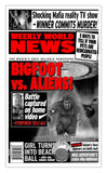 Weekly World News Bigfoot VS Aliens 13" x 22" Showprint Poster (Special Red Edition)