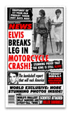 Weekly World News Elvis Motorcycle Crash 13" x 22" Showprint Poster