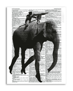 Black Elephant 8.5"x11" Semi Translucent Dictionary Art Print