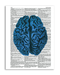 Blue Brain 8.5"x11" Semi Translucent Dictionary Art Print