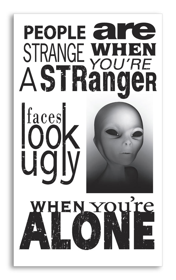 Alien – People Are Strange – Lyrics 13”x22” Vintage Style Showprint Poster - Concert Bill - Home Nostalgia Decor Wall Art Print