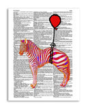 Floating Zebra 8.5"x11" Semi Translucent Dictionary Art Print