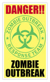 Danger Zombie Outbreak (Yellow) 13”x22” Vintage Style Showprint Poster - Concert Bill - Home Nostalgia Decor Wall Art Print