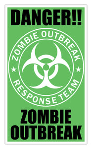 Danger Zombie Outbreak (Green) 13”x22” Vintage Style Showprint Poster - Concert Bill - Home Nostalgia Decor Wall Art Print