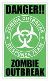 Danger Zombie Outbreak (Green) 13”x22” Vintage Style Showprint Poster - Concert Bill - Home Nostalgia Decor Wall Art Print