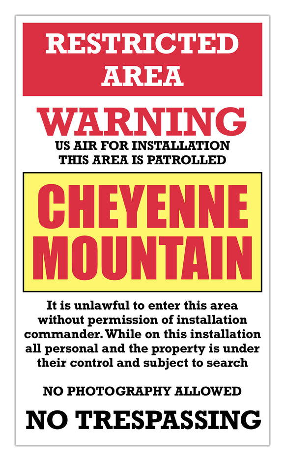 Restricted Area – WARNING – Cheyenne Mountain 13”x22” Vintage Style Showprint Poster - Concert Bill - Home Nostalgia Decor Wall Art Print