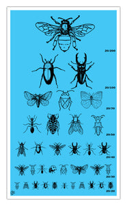 Blue Insect Eye Chart 13”x22” Showprint Poster - Wall Art Print - Kristy Joyce Artist Edition