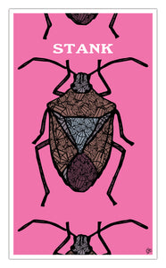 Stink Bug Pink Stank 13”x22” Vintage Style Showprint Poster - Home Nostalgia Decor Wall Art Print - Kristy Joyce Artist Edition
