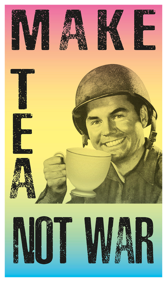 Make Tea Not War 13”x22” Vintage Style Showprint Poster - Home Nostalgia Decor – Wall Art Print - Jacob Andrew Dodge Artist Edition